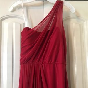 Never worn, one shoulder mesh bridesmaid dress.